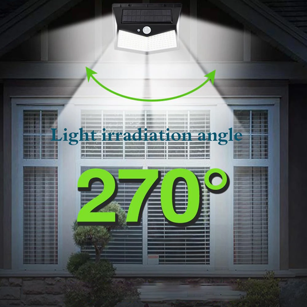 Waterproof 208 LED Sensor Solar Garden Light for Outdoor Polycarbonate 1-year 50000 70 95 6000K (daylight Alert)