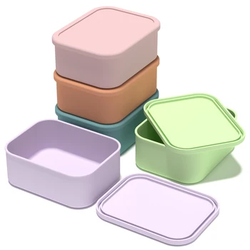 2100ml High Quality BPA-Free Reusable Silicone Rectangle Lunch Box Bento Style Bento Box