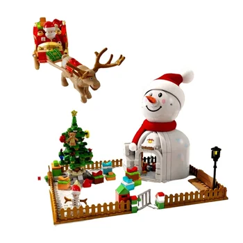 Factories Wholesale 573pcs Christmas Snowman Gift House Santa Claus Assembling Building Block Toys Kids Christmas Gifts