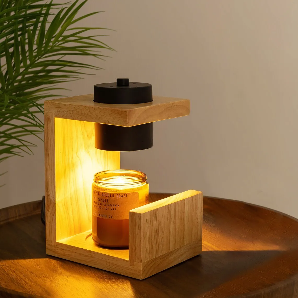 Classic Wooden Candle Lamp With Dimmer Electric Candle Melting Lamp