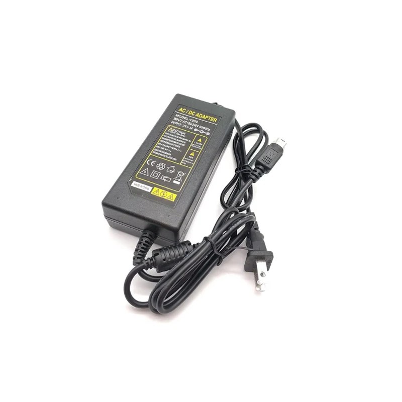 Brand New 12V 5A Round Connector Power Adapter 4 Pin Supply for DVR with Double Cable Output 60W DC