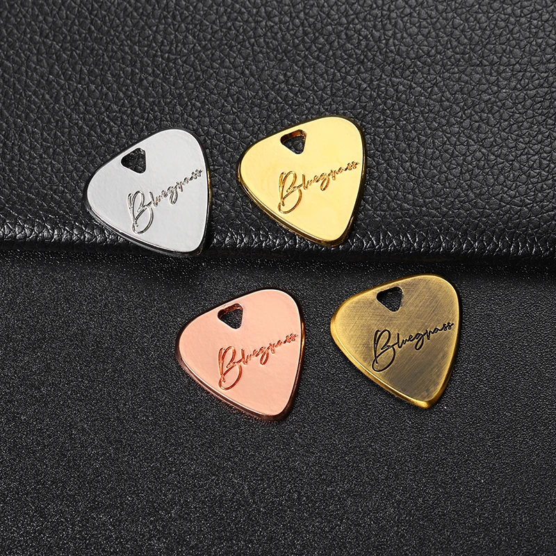 High Quality Custom logo Metal Keychain Maker Personalized Guitar Pick Holder Set Pendant Necklace