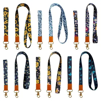 BSBH Leather Short Wrist Lanyard Eco-Friendly Polyester Nylon RPET Custom Printed For Phone KeyRing Car Safety Keychain Lanyard