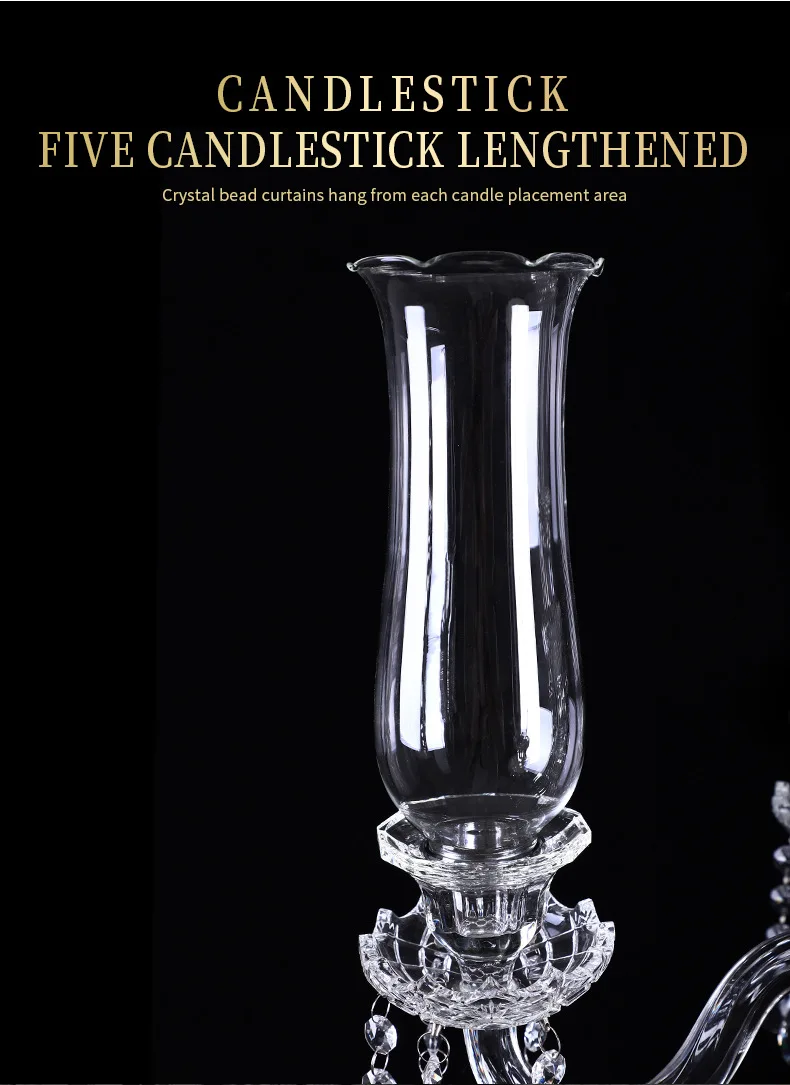 5 Arms Crystal Candelabra Wedding Centerpieces Glass Wedding Party Table Decoration Crystal Candlestick supplier