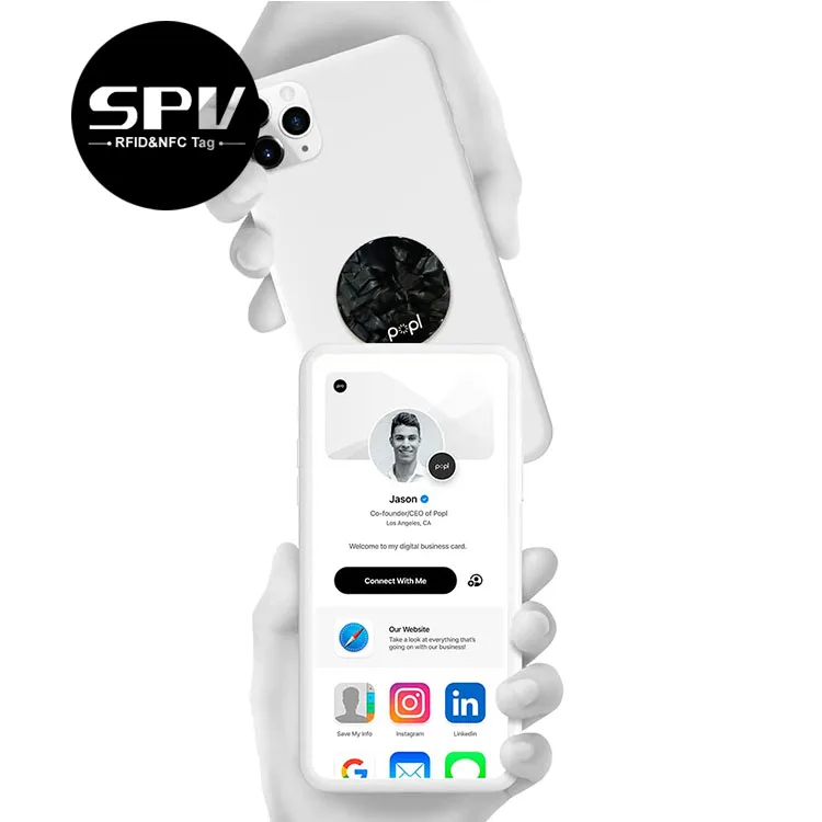 SPVRFID Custom RFID Badge NFC Epoxy Social Media Sticker