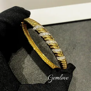 18K Gold 0.803CT Lab-Grown Diamond Rope Bracelet, 15.79g 3-5mm Width, Vibrant Pink/Matte Finish, Luxury Women's Jewelry