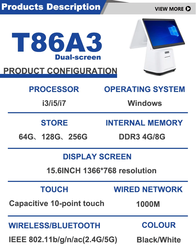 Factory Wholesale Dual Screen POS Windows 15.6" All in One POS Machine ...
