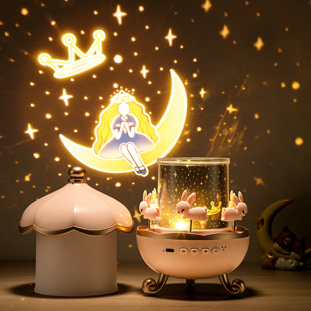 Christmas Star Sky Projection Lamp Creative Atmosphere Lamp Projector Birthday Gift White Noise and  Night Light