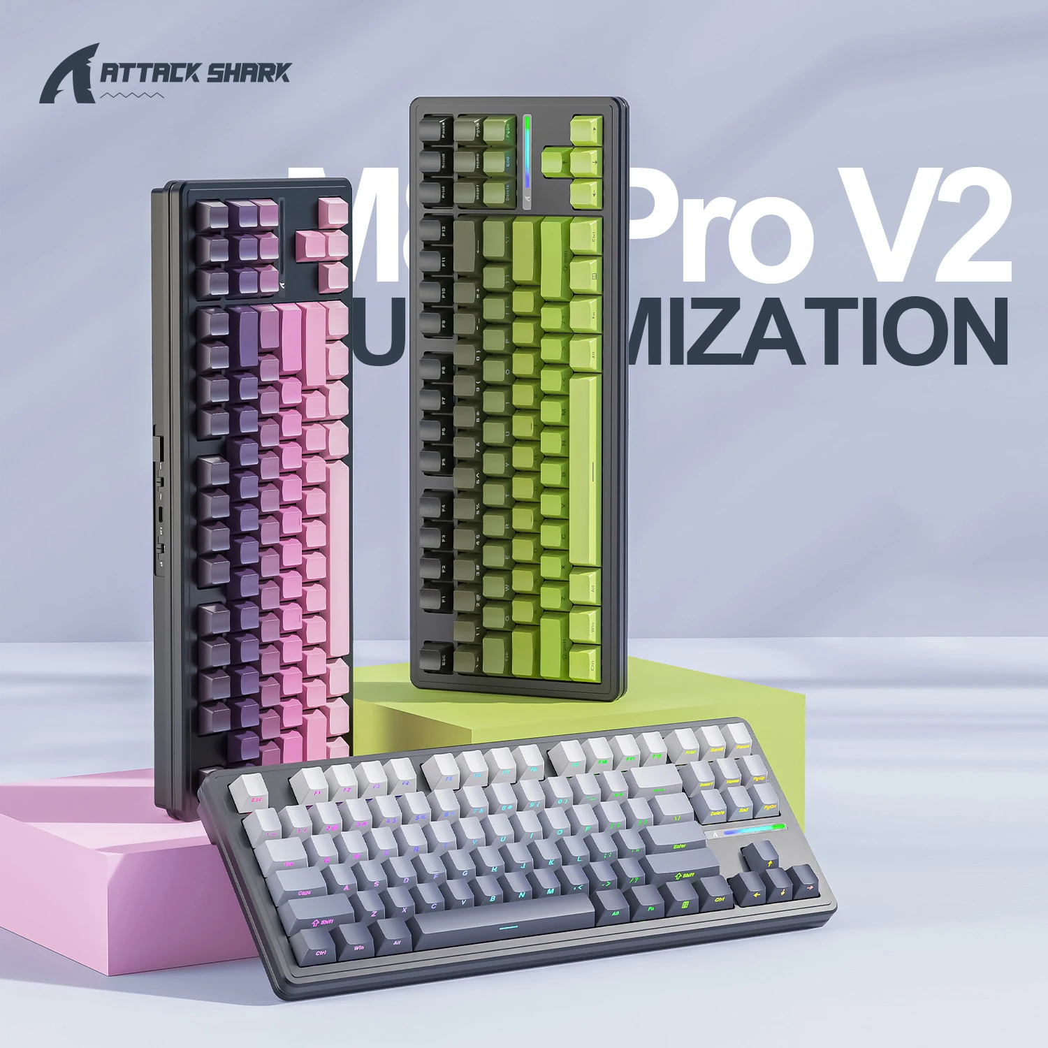 Attak Shark M87 Pro V2 RGB PBT Keycaps - Gaming Keyboard