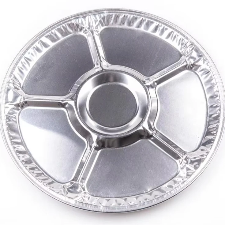 TIA YB97 16 Inch Grid Round Disc  Aluminum Foil Pan Roast Pork Container Sturdy Foil Pan