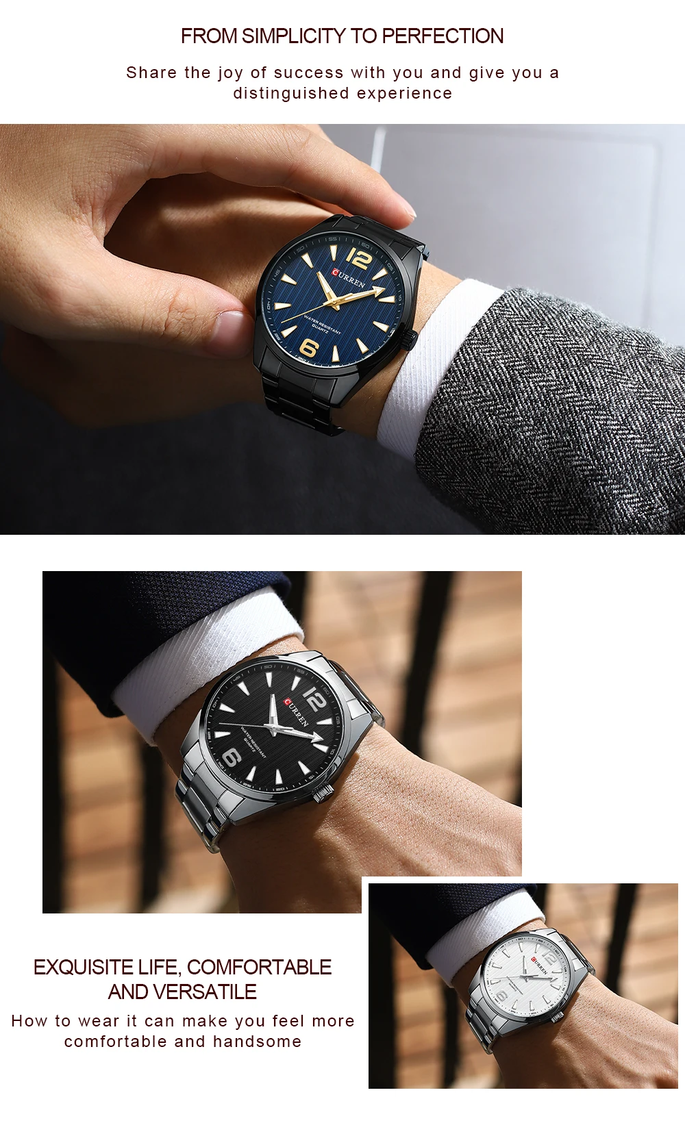 New CURREN Watches for Men's Quartz Watches 3ATM Waterproof Luminous Hands Fashion Outdoors Sports Men's Watch for CURREN 8434