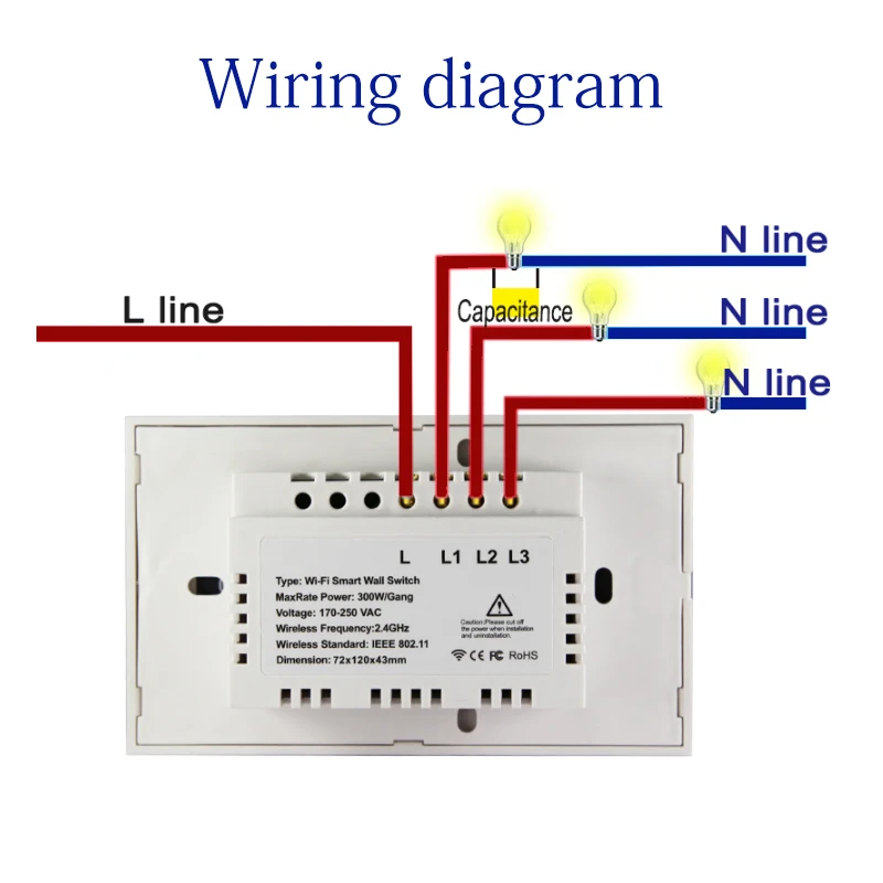 US Smart Touch Switch Single Fire Wire Switch Remote Control Switched Unit With Universal ZigBee Touch Switch