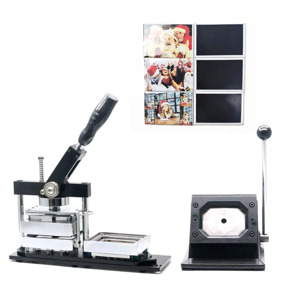 80*53mm Fridge Magnet Making Machine Rectangle Button Maker With 1 PC Cutter and 1000 PCS Magnets