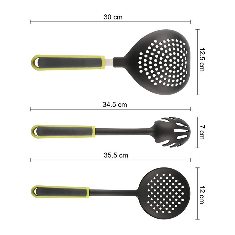 Black 6-Piece Nylon Kitchen Utensils Multifunction Shovel Spoon