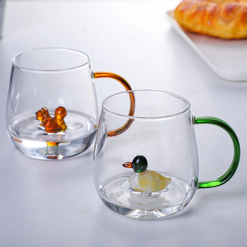 High Borosilicate Glass Mug with Color Handle Daily Home Restaurant Used glassware Cup in Cheap Price Tea Cup