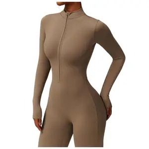 Breathable Printed Style Winter Warm Coat Long Sleeve Yoga Jumpsuit With Thumb Holes for Adults Fitness Sportswear