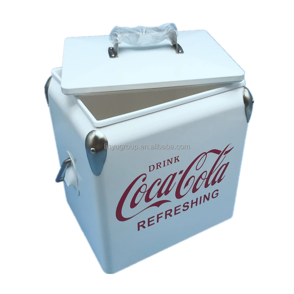 Linyu Vintage Ice Box 13 Liters Metal Retro Coolers In White Keep Food