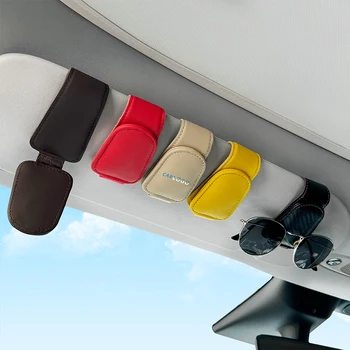 Customizable LOGO Universal Magnetic Leather Sunglasses Holder Rear Car Visor Glasses Hanger Storage Clip Interior Kits