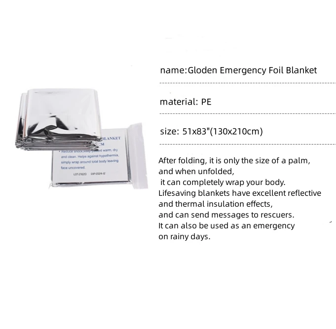 Safe Emergency Thermal Blankets Space Survival Kit Camping Blanket For