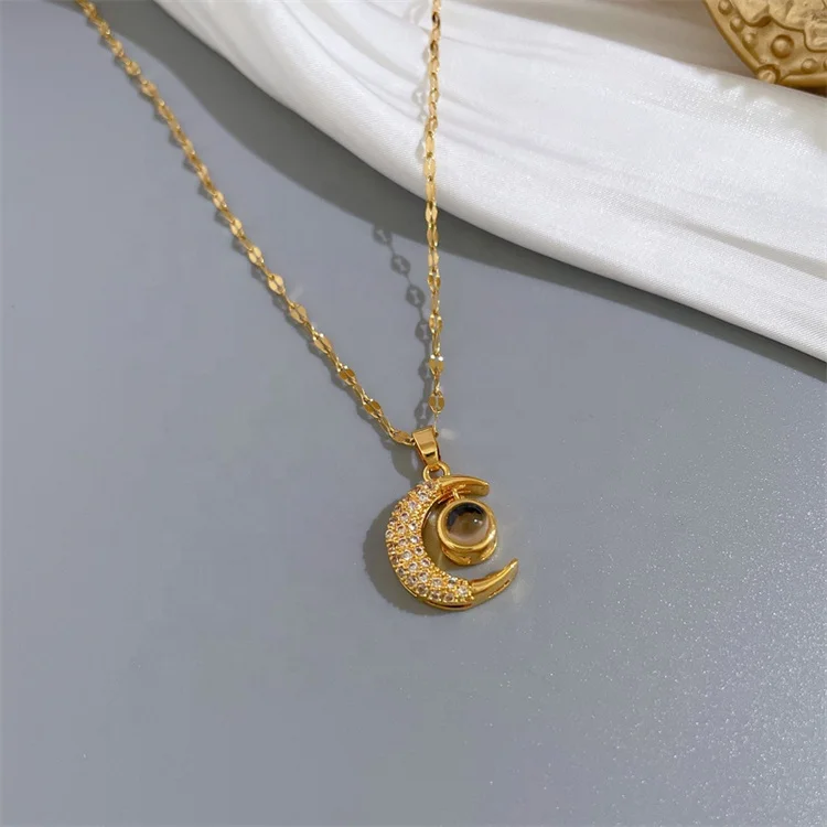 100 Languages 'I Love You' Moon Necklace