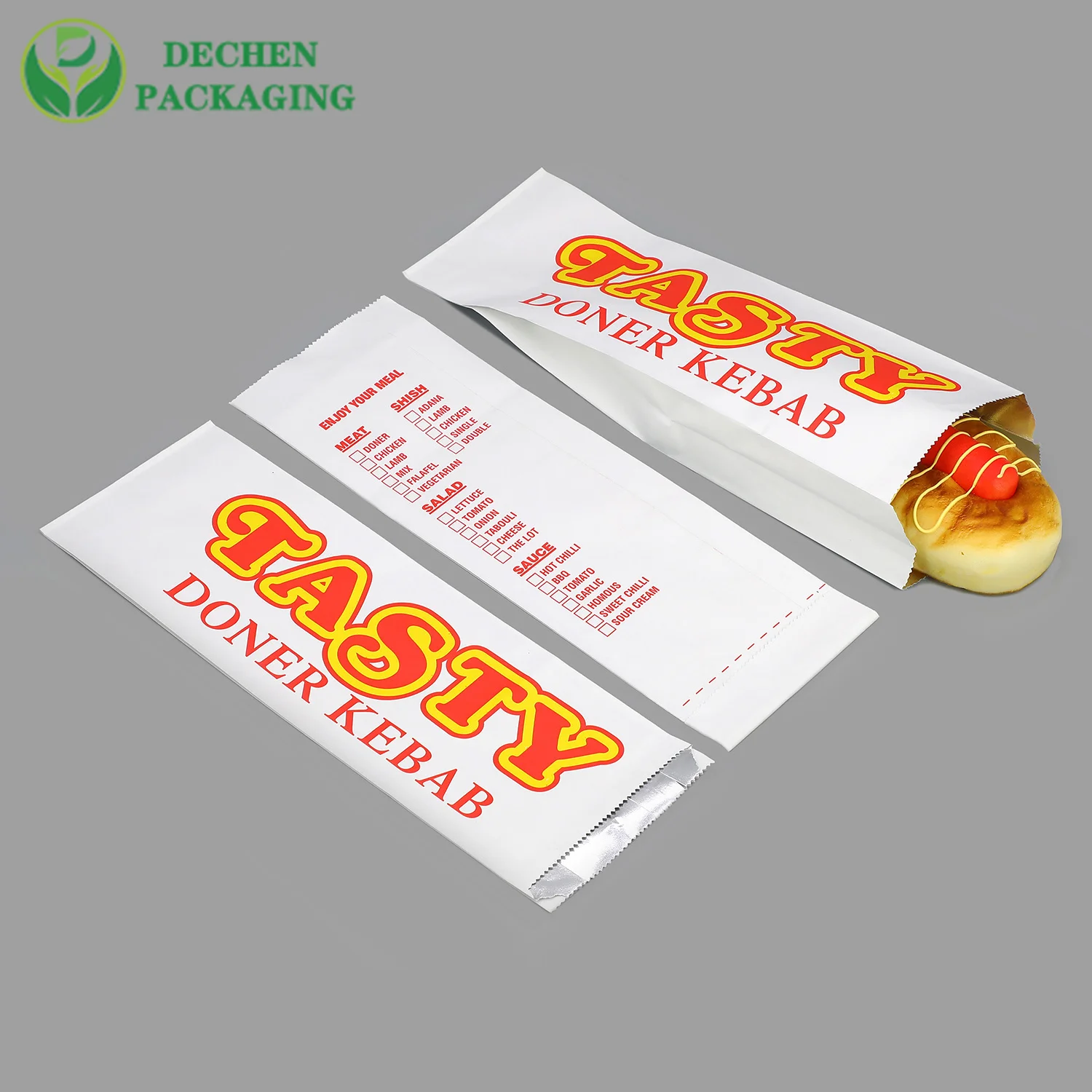 Sacs en aluminium Kebab en gros abordables Pinch Bottom Foil Lined Paper Bag Kebab Bag