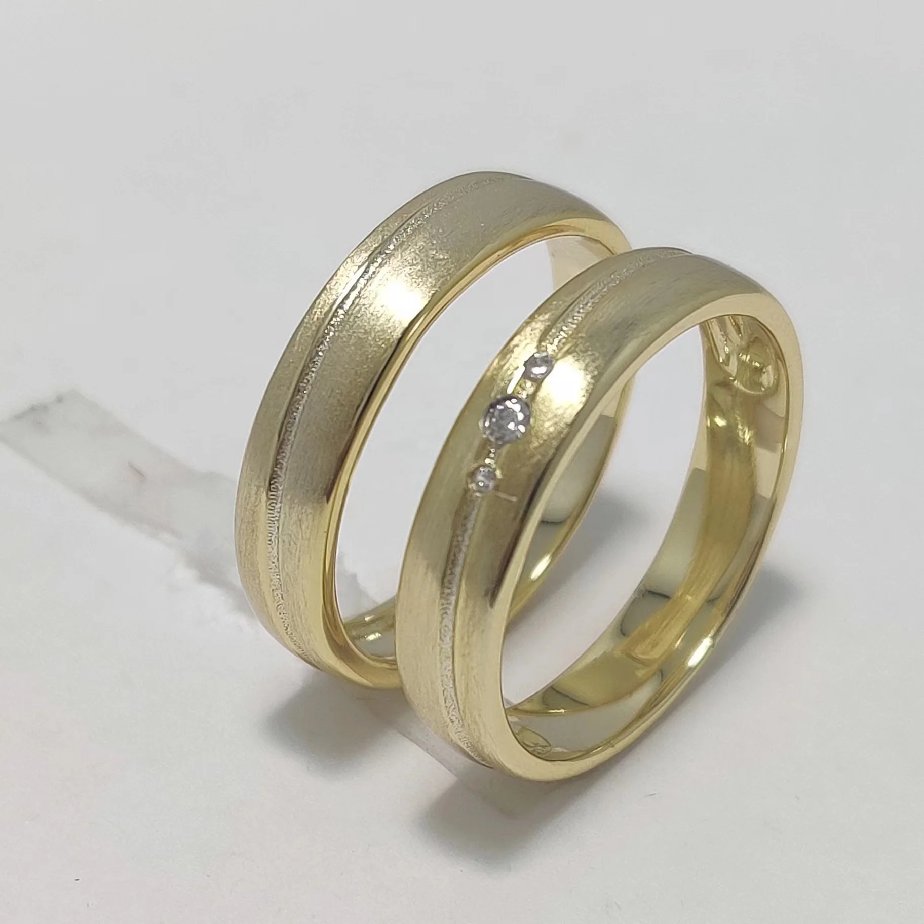 Retro Matt Polish Curve Intent 14K Gold Plated Plain 925 Sterling Silver Design Wedding Rings for Men