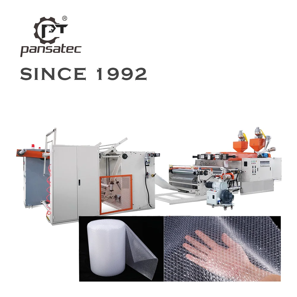 Pansatec Two-Layer PE Cast Stretch Film Machine Air Bubble Plastic Sheet Application with Motor and PLC Core Components