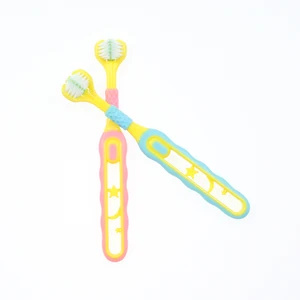 OEM Factory Kids Child 3 Sided Toothbrush 2pcs Pack Private Label Gentle Children Oral Clean Tooth Brush Custom