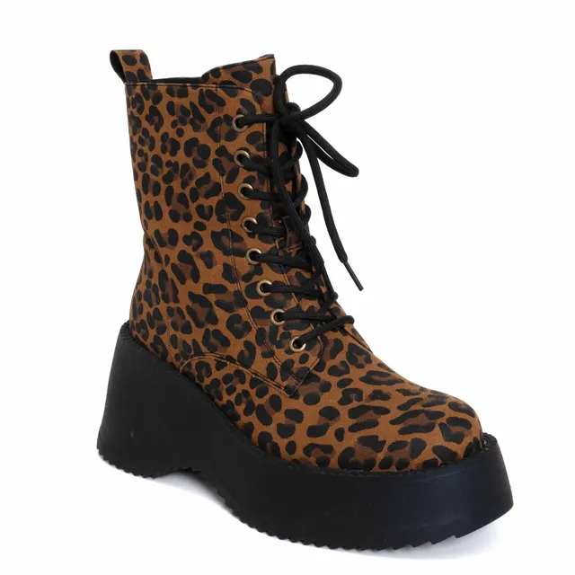 YZY wholesale OEM women Leopard microfiber thigh and high platform boots