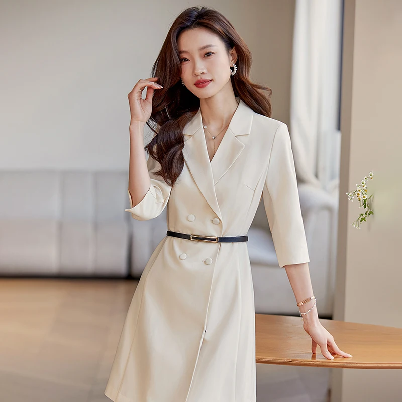 Professional Suit Dress, Women's Summer Thin Style New Summer Dress,  Professional Quarter Sleeved Temperament,