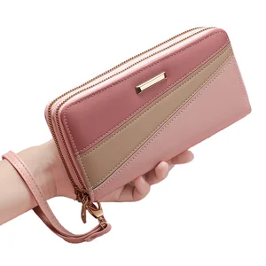 custom logo New Design PU Women's Long Zipper Wallet Candy Pattern Polyester Lining Sequined Decoration Luxury Clutch Purse