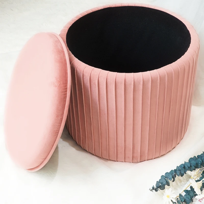 New Sale Dining Round Modern Indoor Home Luxury Foot Step Living Room Furniture Gold Metal Velvet Ottoman Stools