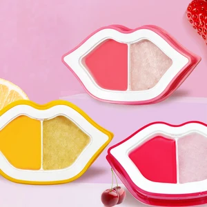 Oem Vegan 2 in 1 Lip Care Set Exfoliating Sugar Scrub Kits Nourishing Lip Mask Moisturizer Repairing Lip Scrub and Balm Set