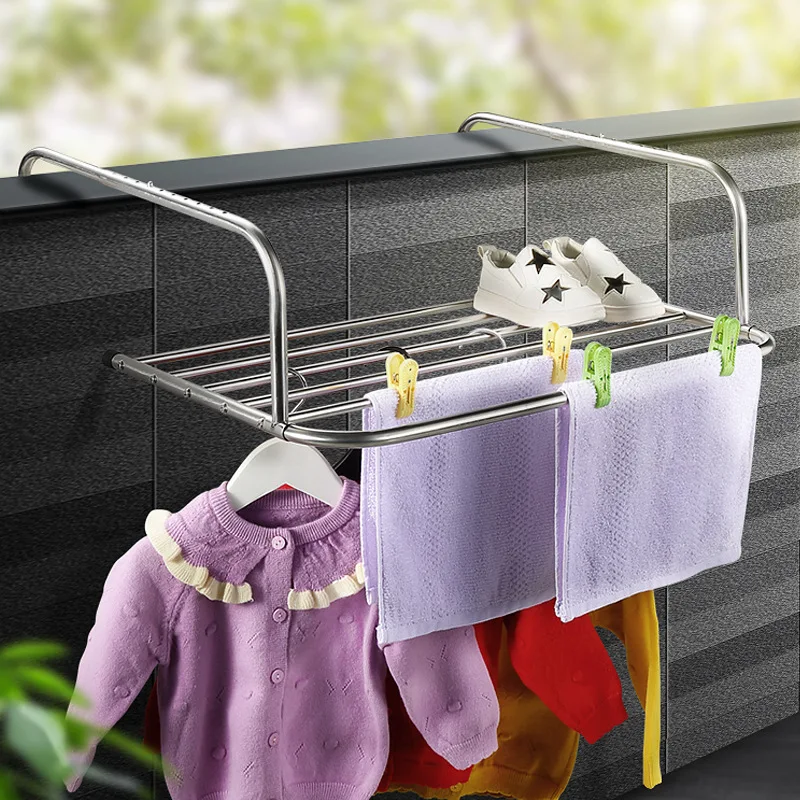 Portable Retractable All Stainless Steel Clothesline Indoor Outdoor Laundry HangerTelescopic Clothes Dryer