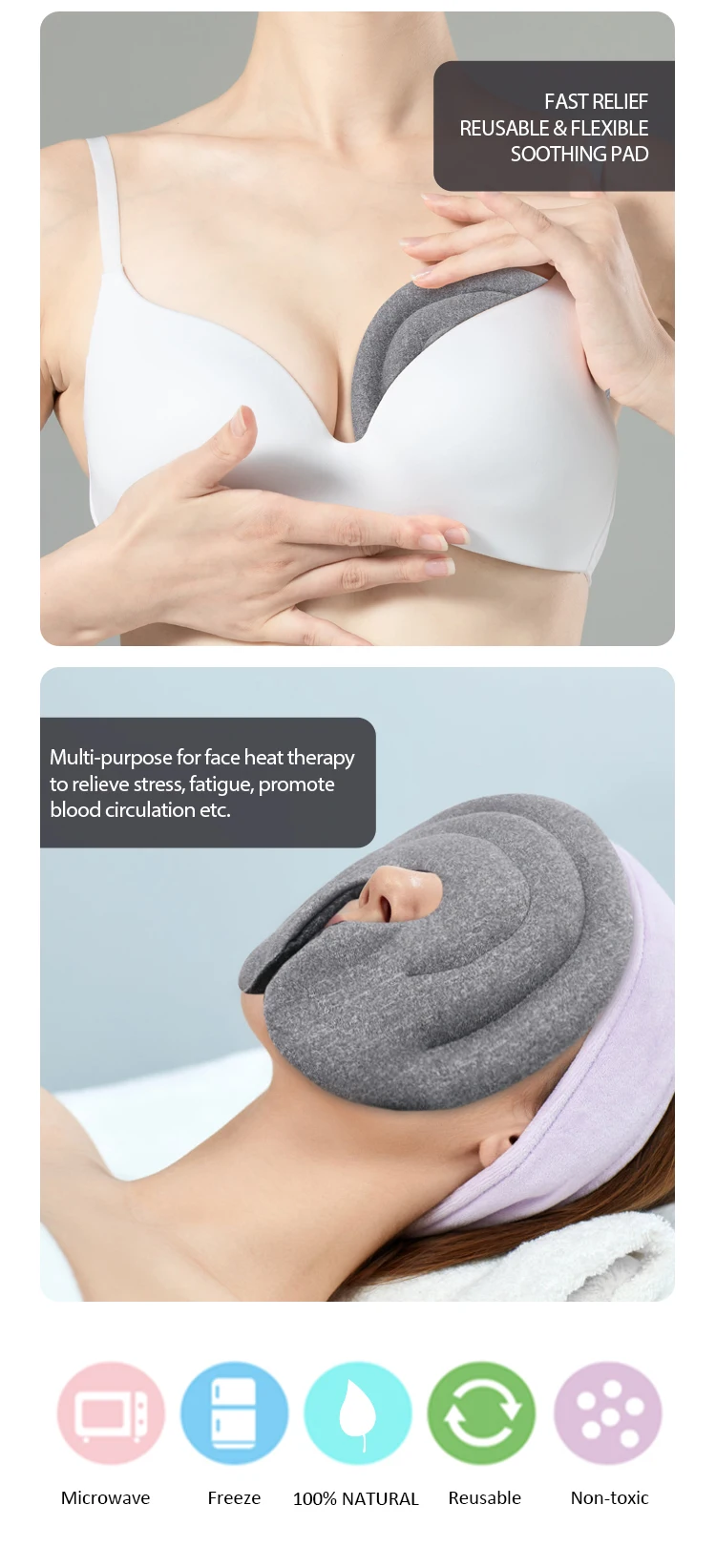 Microwave Heated Breast Cooling Pad Therapy Breast Hot Compress Massage
