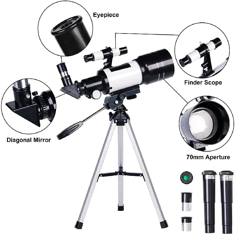 LUXUN F30070M Astronomical Refracter Telescope with Tripod and Finder Scope Portable 70300 Telescope for Kids Beginners