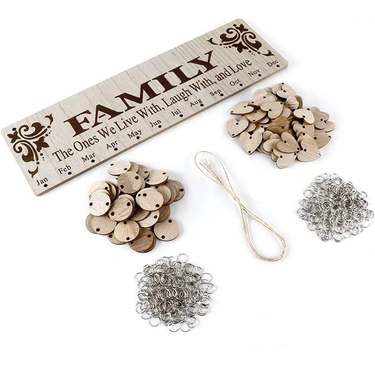 DIY Wall Hanging Family Birthday Reminder Board Perpetual Wooden Calendar