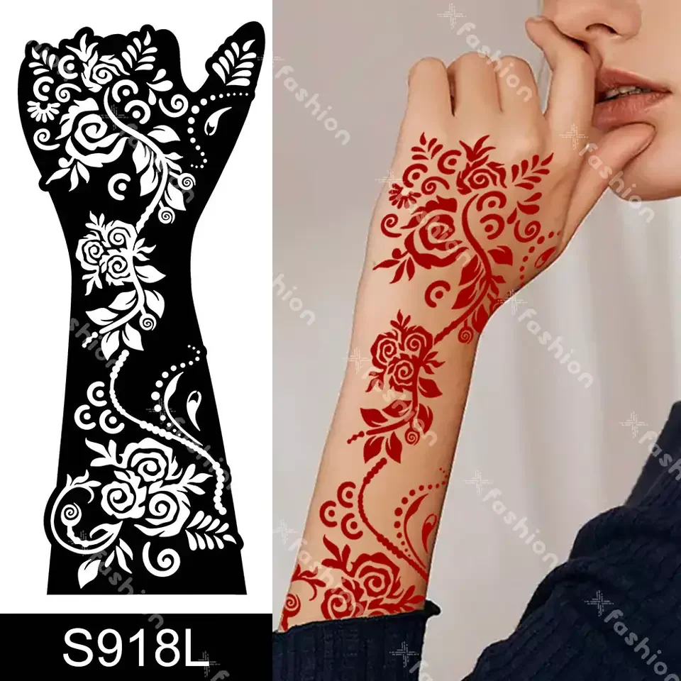 Henna Tattoo Stencil Kit Temporary Tattoo Template Indian Arabian Tattoo Stickers Mehndi