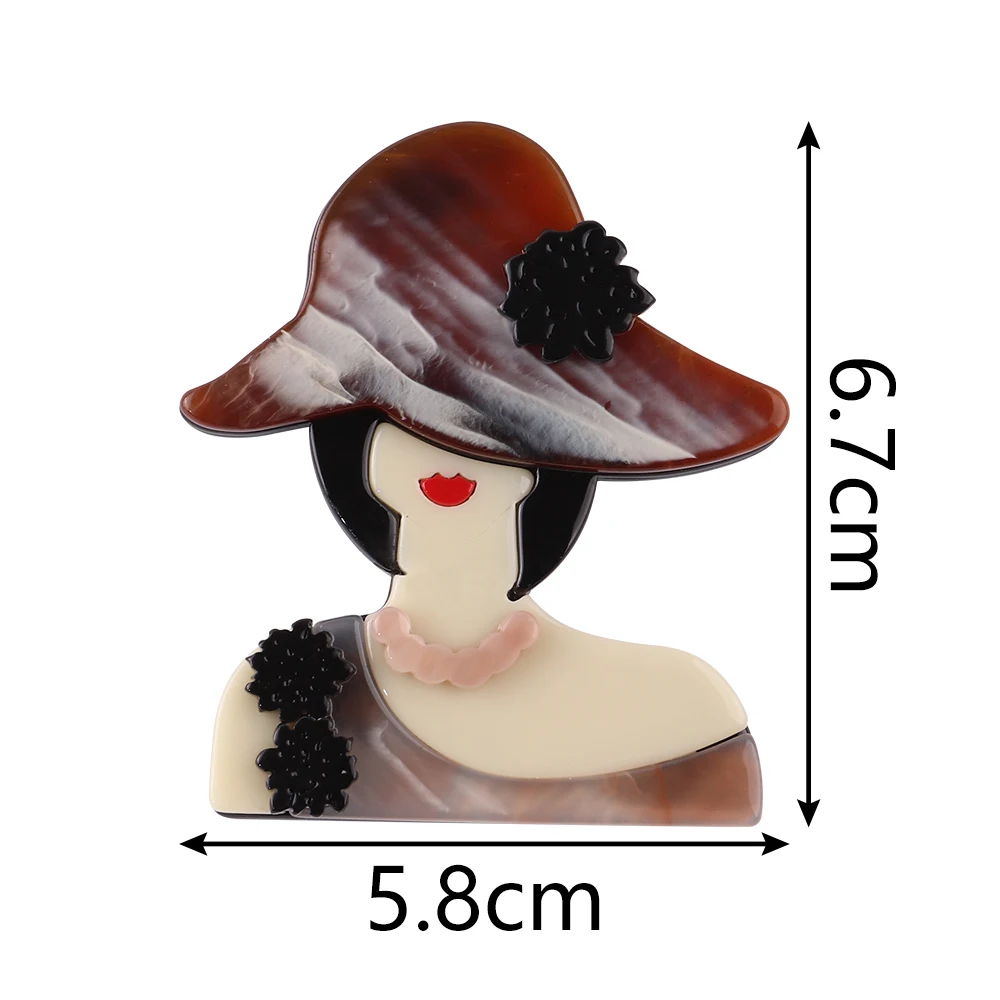 2023 Acrylic Modern Elegant Hat Handmade Jewelry Cute Lady Girls Brooch ...