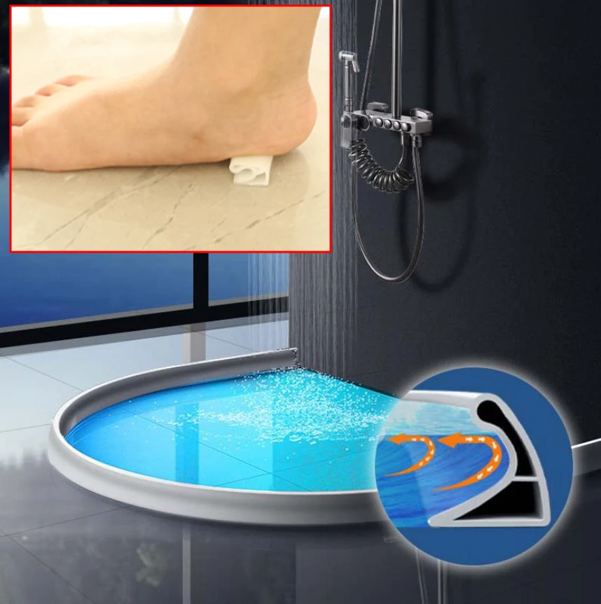 Hot Bathroom Water Stopper Blocker Self-adhesive Floor Retaining Strip