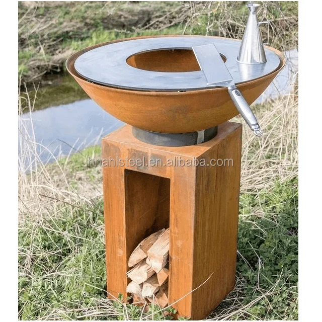 Patio Corten Steel Fire Pit Barbecue Grill Bbq Gas Grill Bbq Grill