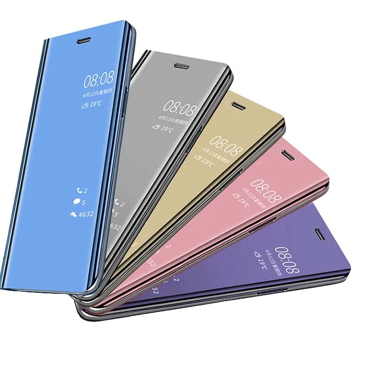 360° Mirror Flip Cover For Xiaomi Redmi Note 9S | Clear View Book Case, Luxury Mirror Finish, Black