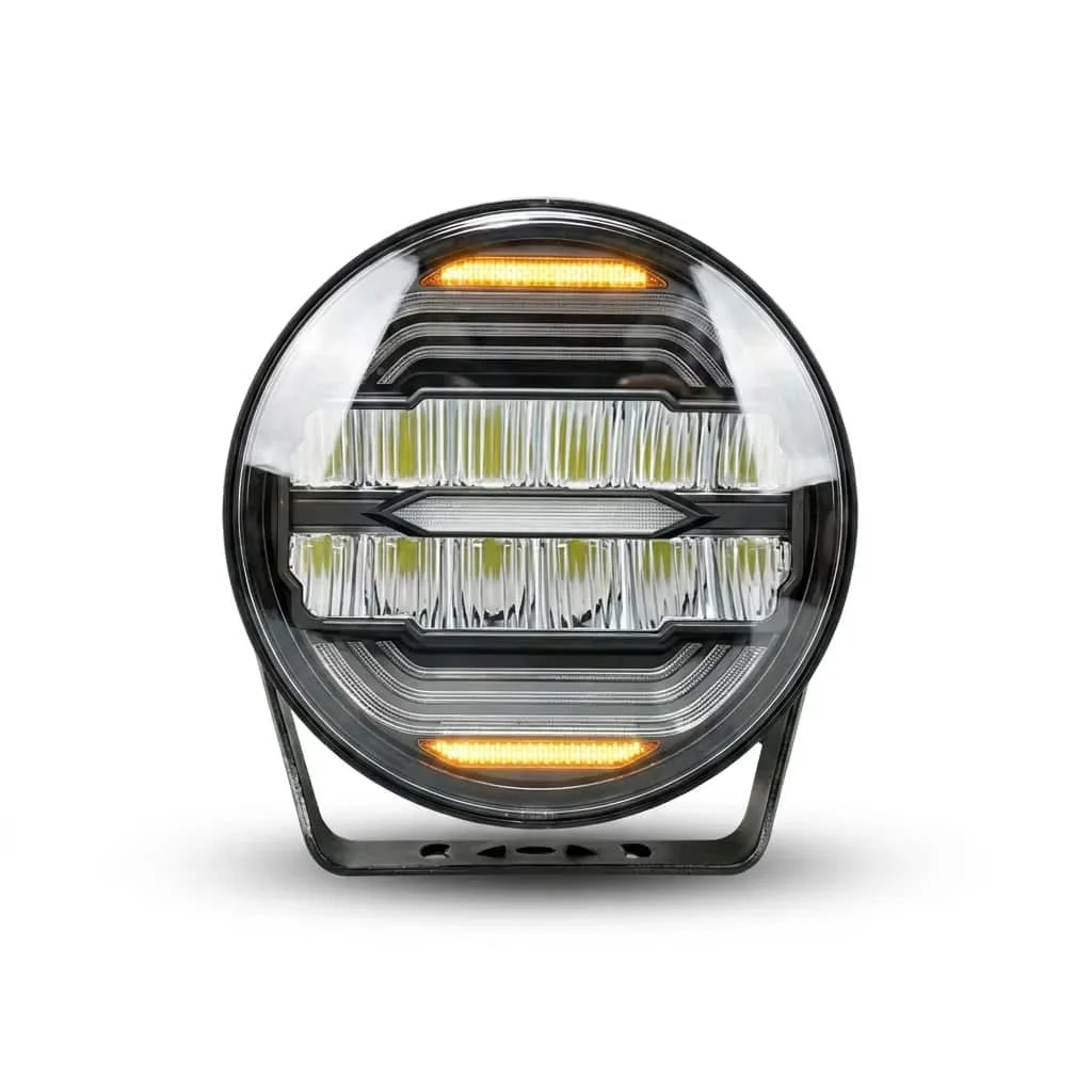 9 Inch 200W Round Motorcycle LED Spotlight White Amber DRL Projector Auxiliary Driving Fog Light Fit for Offroad 4x4 Truck IP68