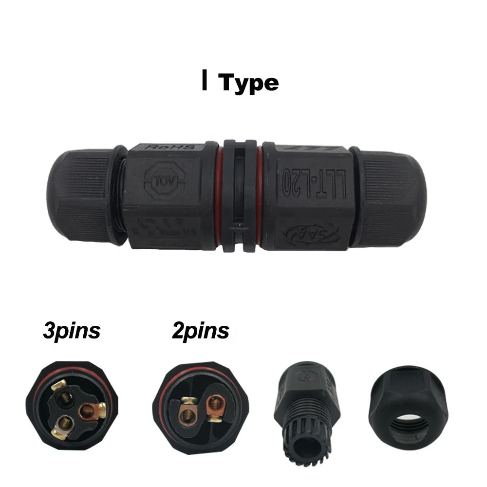 3Pin Waterproof IP Connector Electrical Terminal Wire Adapter Screw Locking Joiner for Outdoor Led Lights