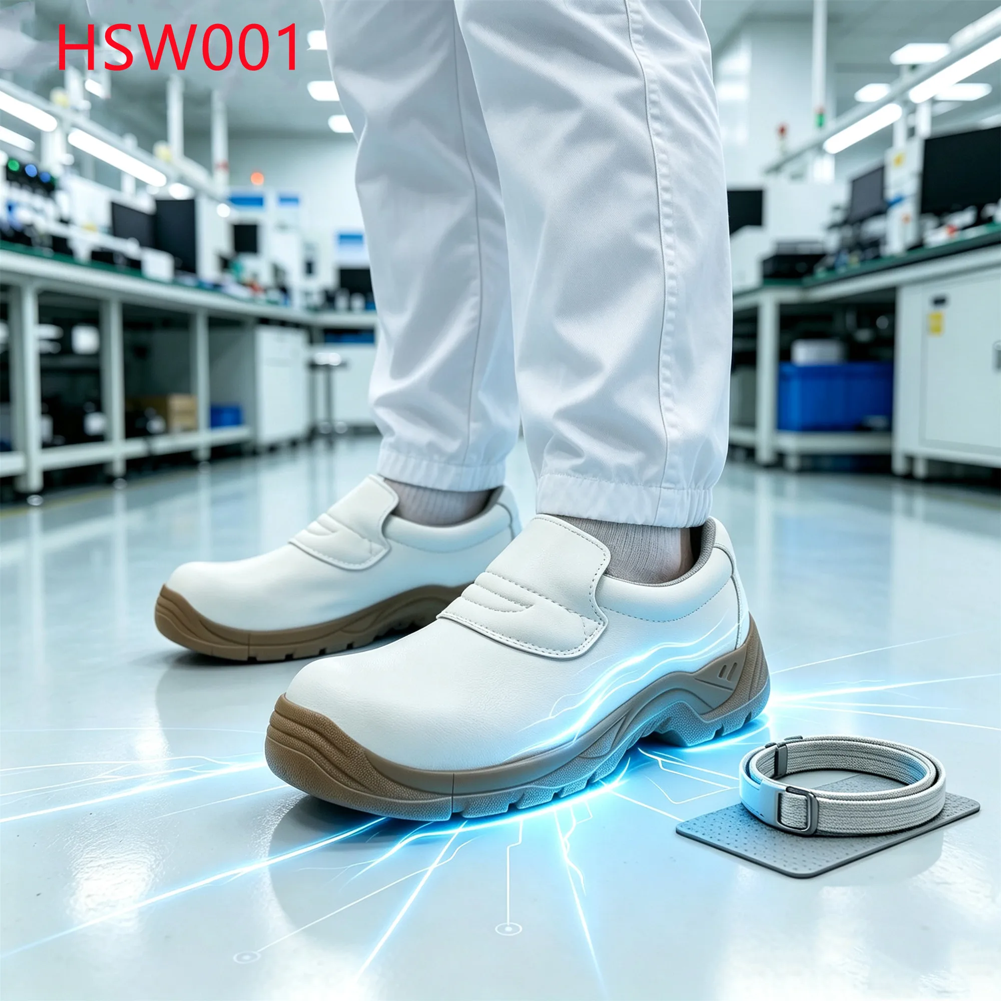 XYM,Drug Inspection Steel Toe Insert Hua Singh White Safety Clogs Dairy Production Odorless Pull on Style ESD Work Shoes HSW001