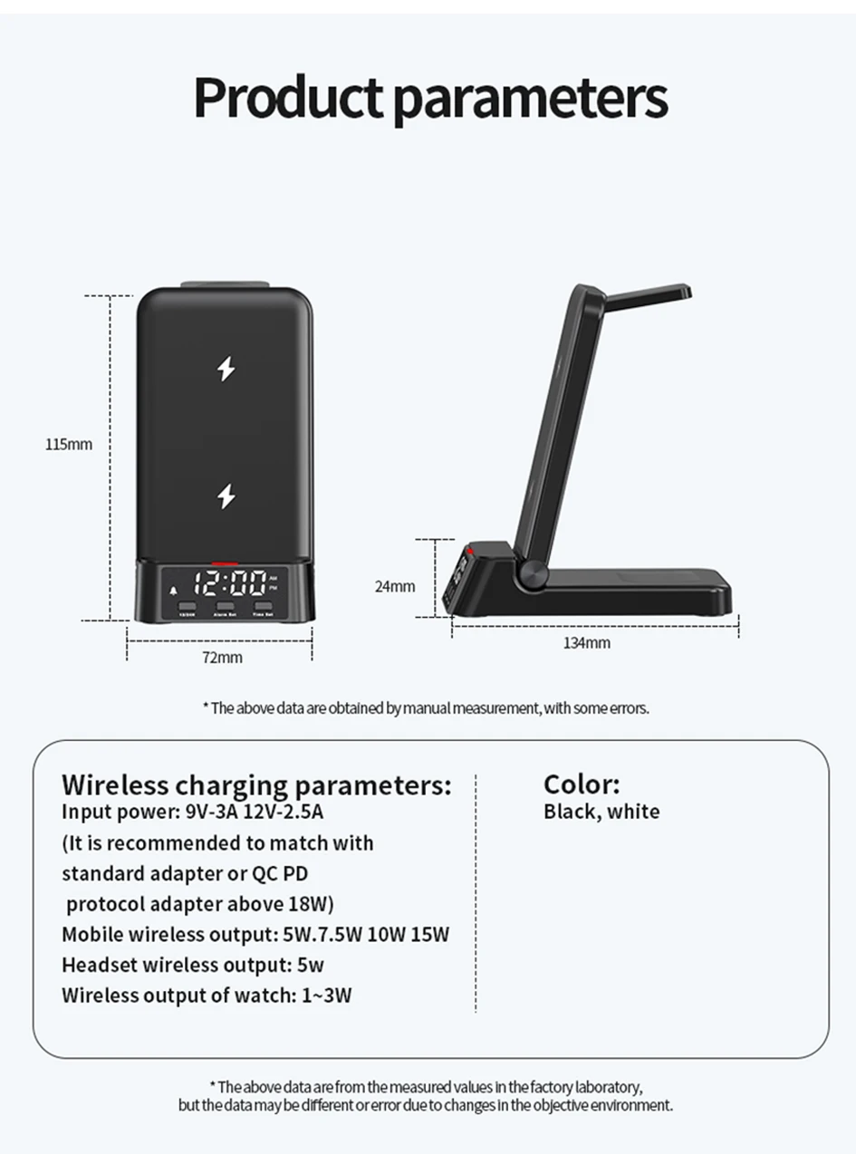 15w 3-in-1 flat wireless charging station