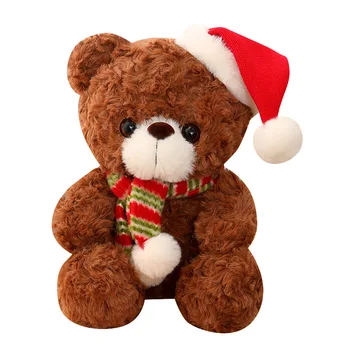 New cute plush Christmas scarf Teddy bear doll Christmas gift plush Christmas deer toy in stock