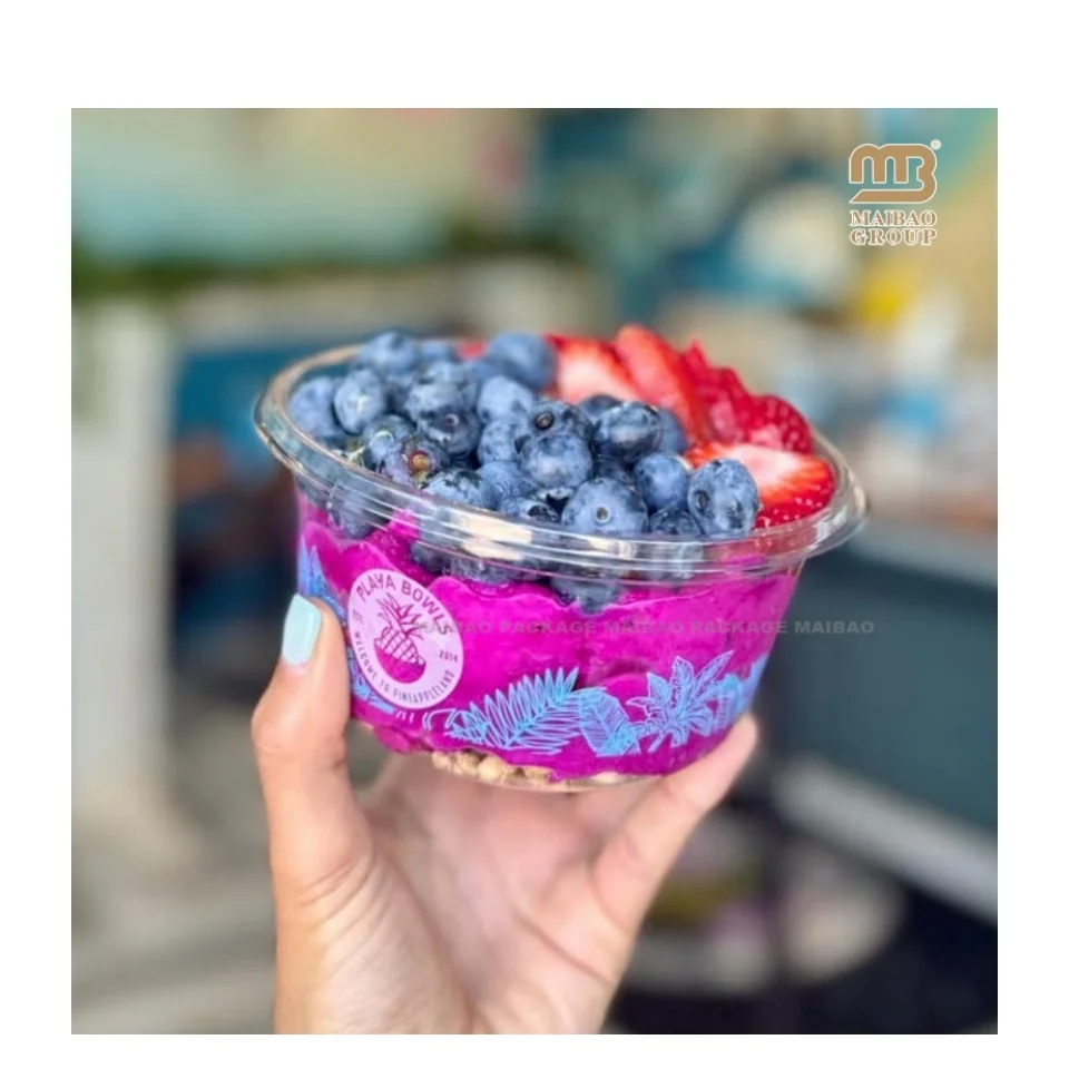 Großhandel 8oz 12oz 16oz 24oz 32oz Einweg-dessertschale Acai-schale Transparenter Pet-rundbehälter