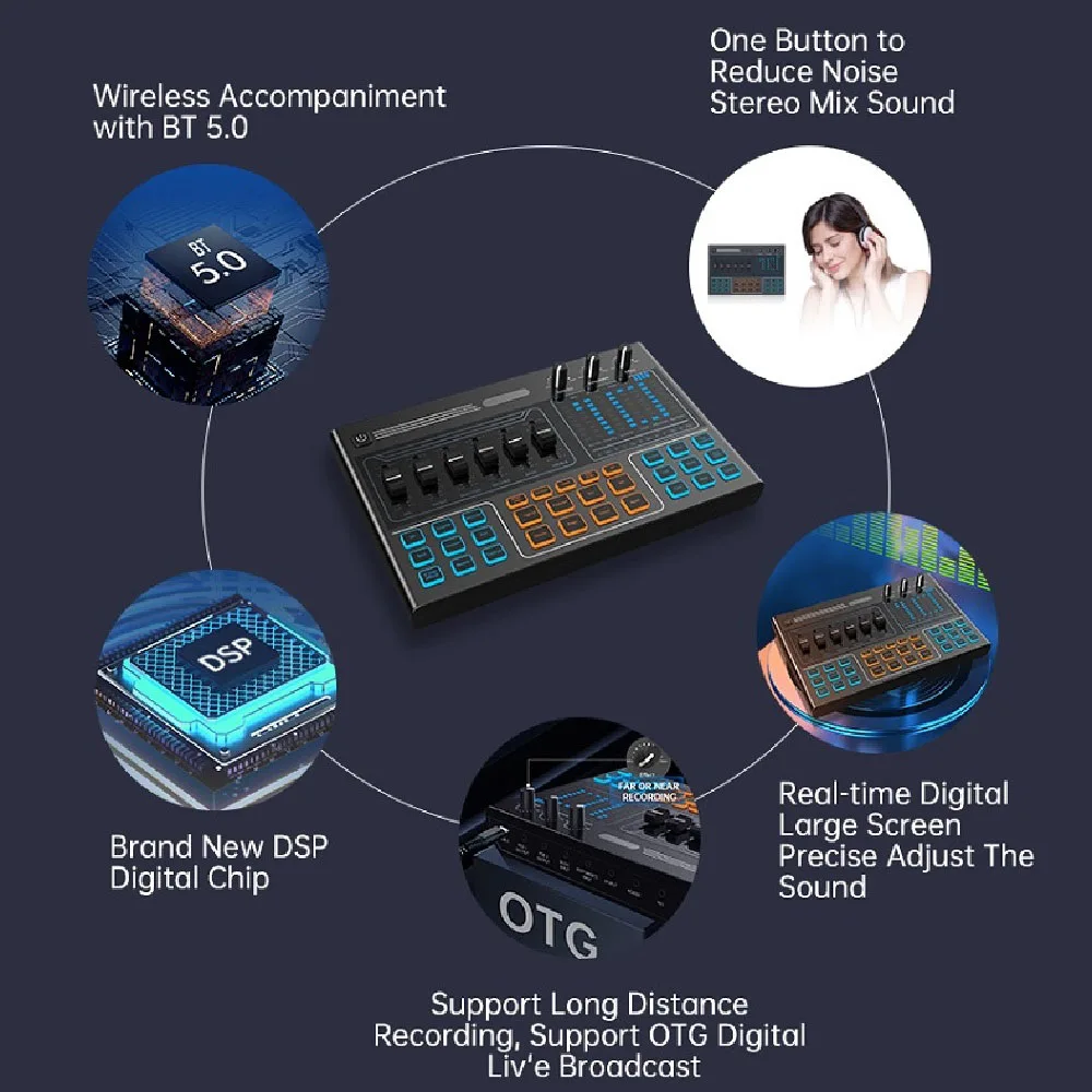 Внешний usb аудио интерфейс для трансляции в реальном времени студийная запись звуковая карта голосовой преобразователь для iphone игр