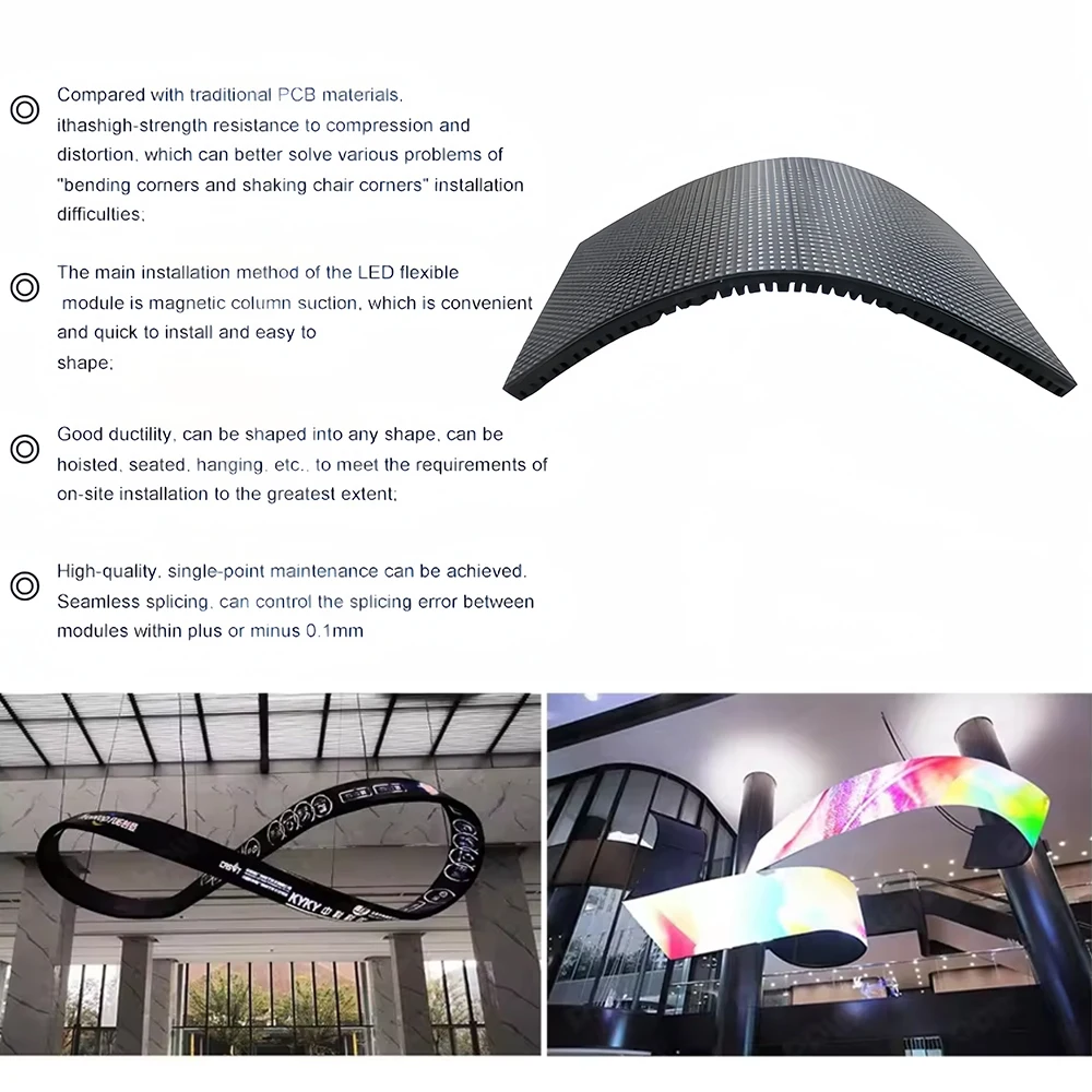 High Definition 360 Curve P1.5 2.5 4 Led Soft Screen Indoor Outdoor Led Curved Soft Vertical Flexible Ads Display Screen Factory